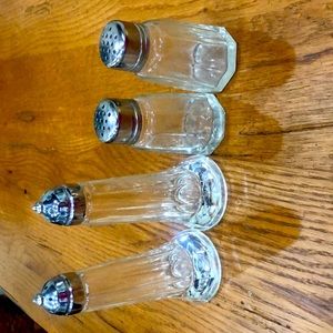 2 sets of glass salt and pepper shakers vintage